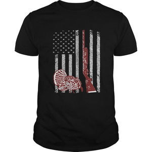 Patriotic Turkey Hunting Flag Retro Short Sleeve Shirt